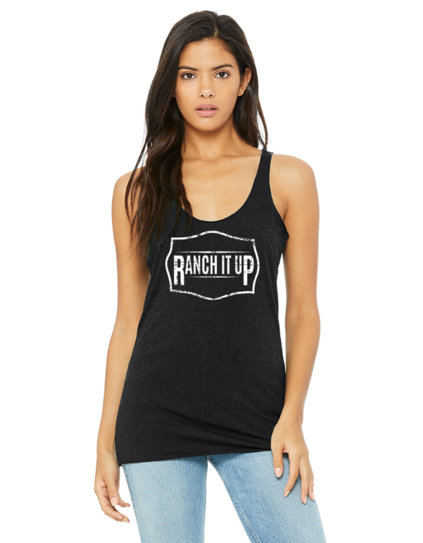 Tank 8430 FRONT Charcoal Black Triblend - Ranch It Up Bella Canva Ladies